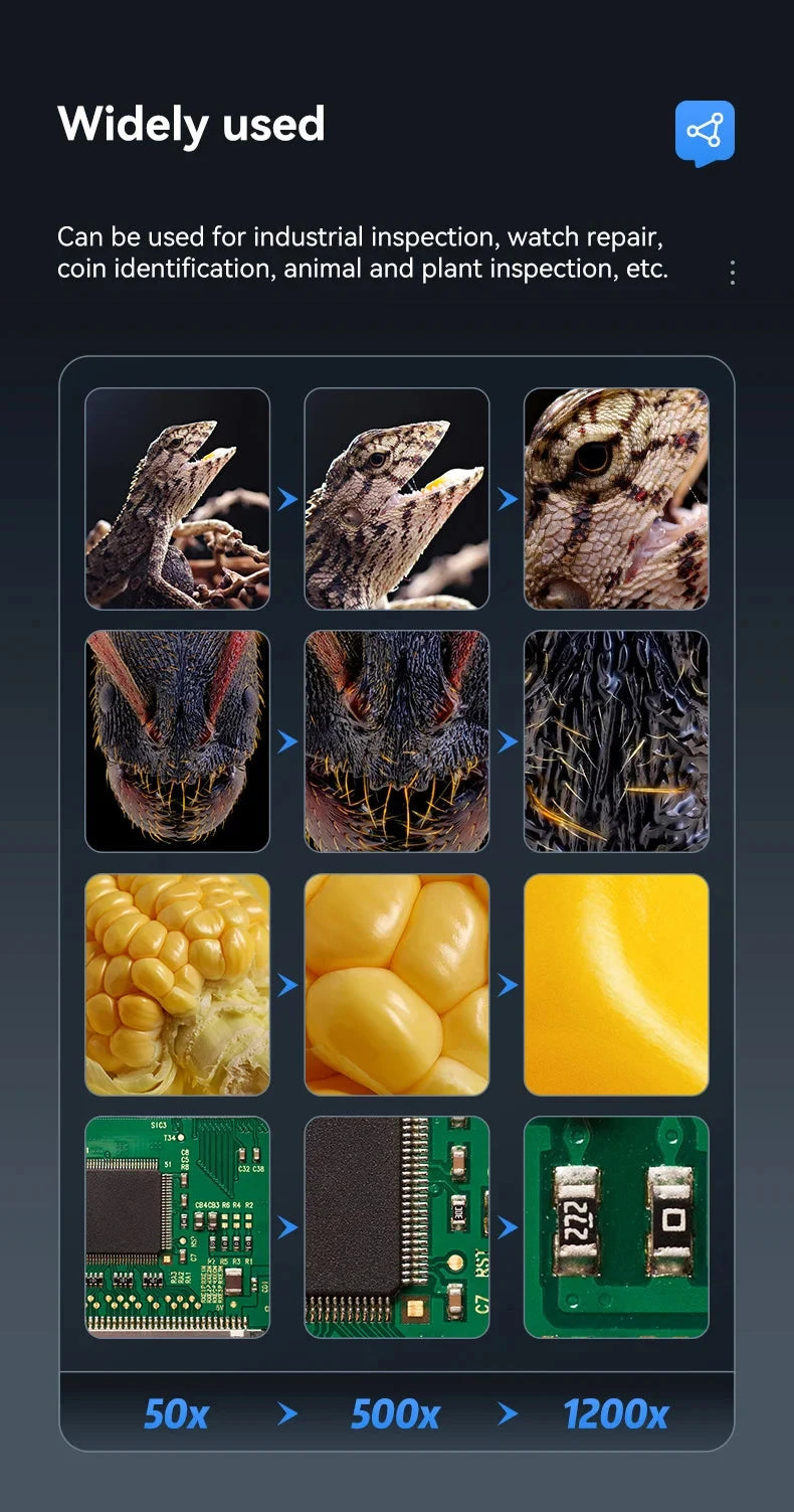 5MP 7'' Digital Microscope 1200x Magnification HD Coin Microscope with 8 LEDs Soldering Microscope for Electronics PCB Repair Shopifynow