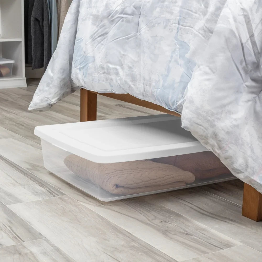 Clear Plastic Storage Bin 41 Qt Stackable Container with Snap-On Lid Ideal Clothing Organization Home Office Bedroom Storage Shopifynow