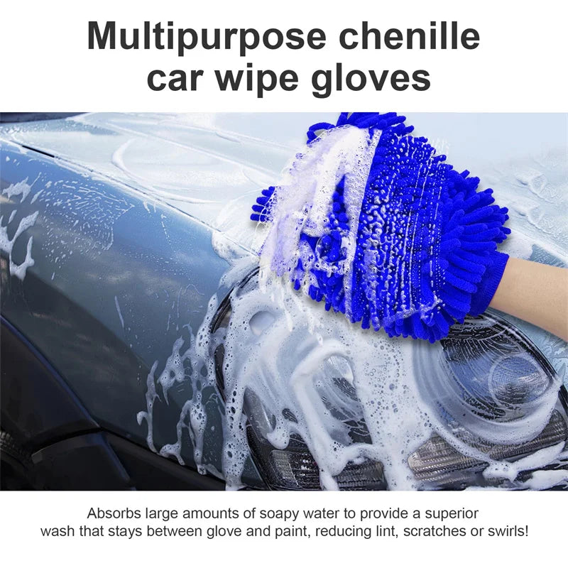 Car Wash Gloves Chenille Glove Plush Rags Thickened double-sided Car Supplies Cleaning Tools Auto Acessories Car Detailing - Shopifynow