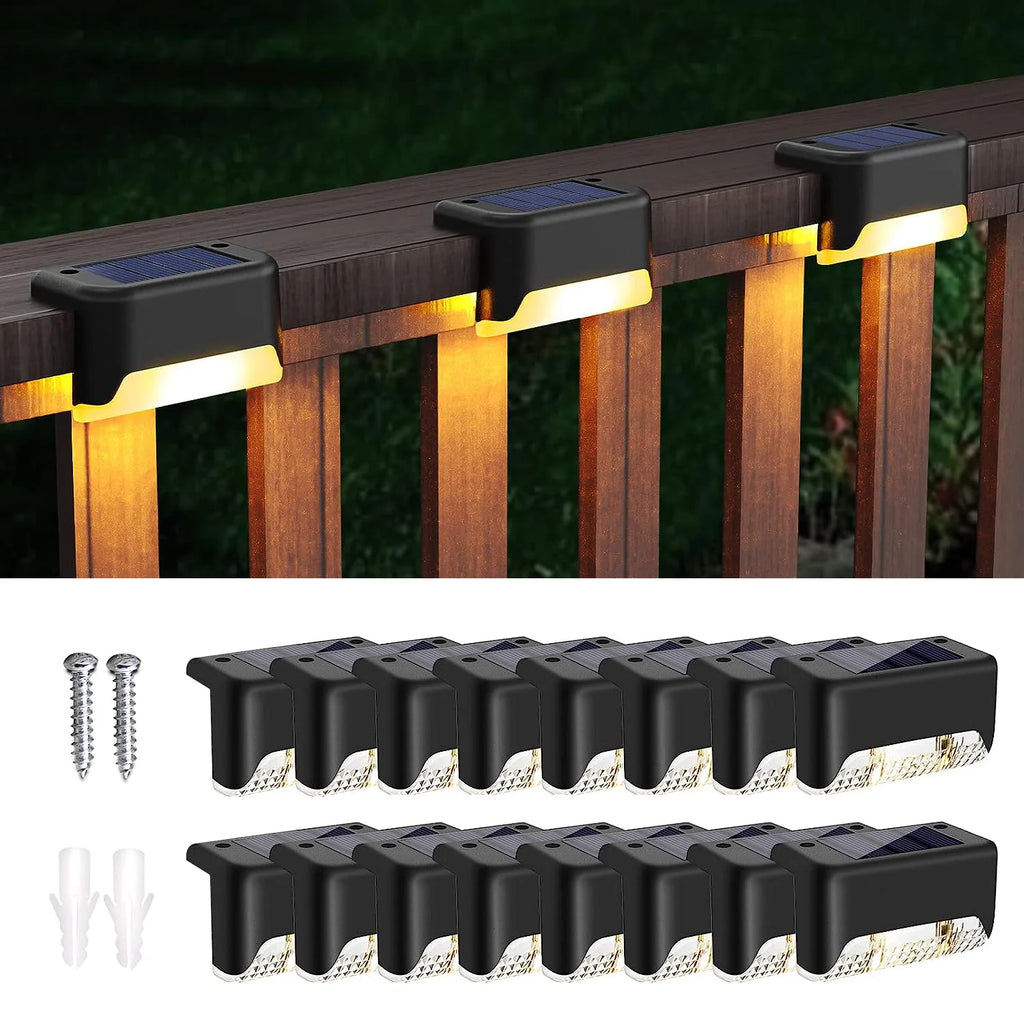16-Pack Outdoor Solar Deck Lamp For Outdoor Stairs, Steps, Fences, Yards, Patios And Paths LED Light (Warm White) Shopifynow