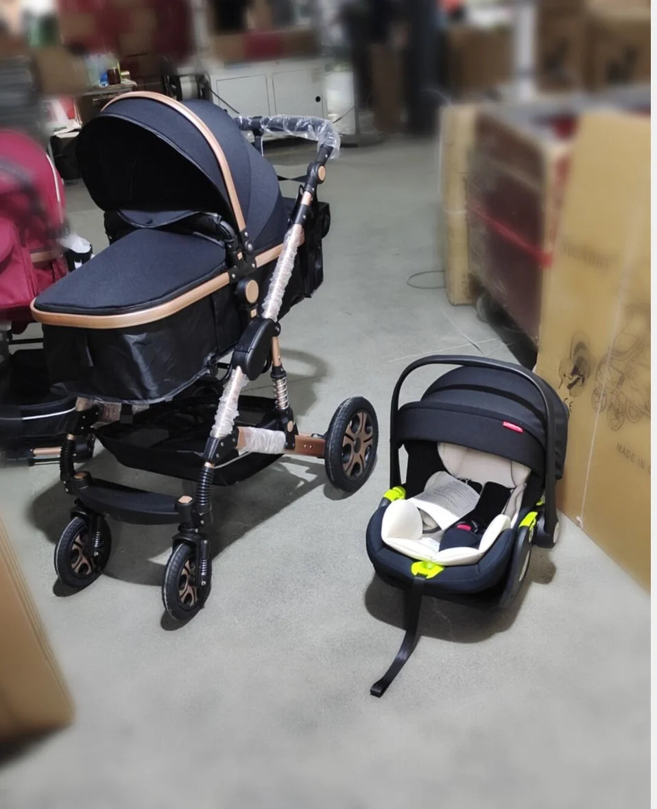 3 in 1 Baby Stroller,Baby Travel System,Baby Carriage 3in1 with Isofix Base,Foldable Newborn Pram,Reversible Standard Stroller Shopifynow