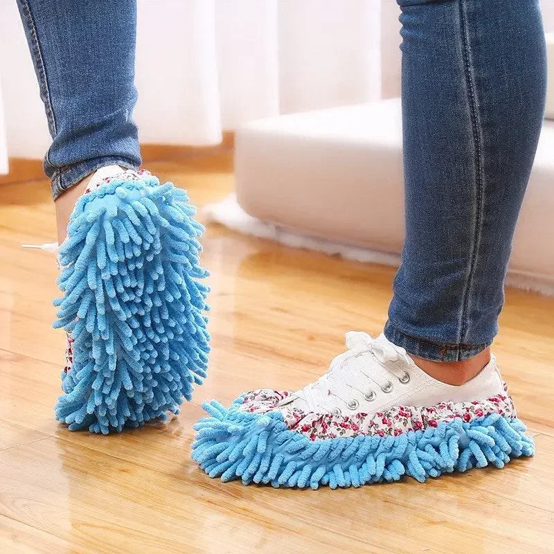 2pcs Bathroom Household Floor Cleaning Mop Cleaner Slippers Lazy Shoe Cover Microfiber Dust Cloth Mopping Shoes Floor Cleaning Shopifynow