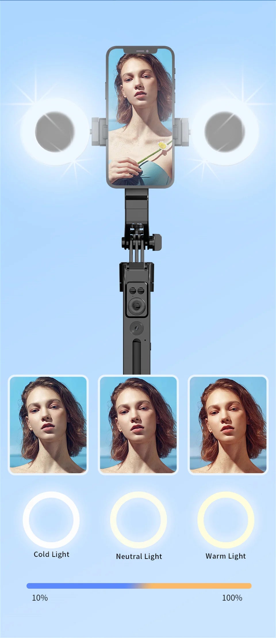 FANGTUOSI New Tripod Gimbal Stabilizer for Smartphone Camera, Tripods Stand Bluetooth Selfie Stick brackets AI Follow-Up Holder - Shopifynow