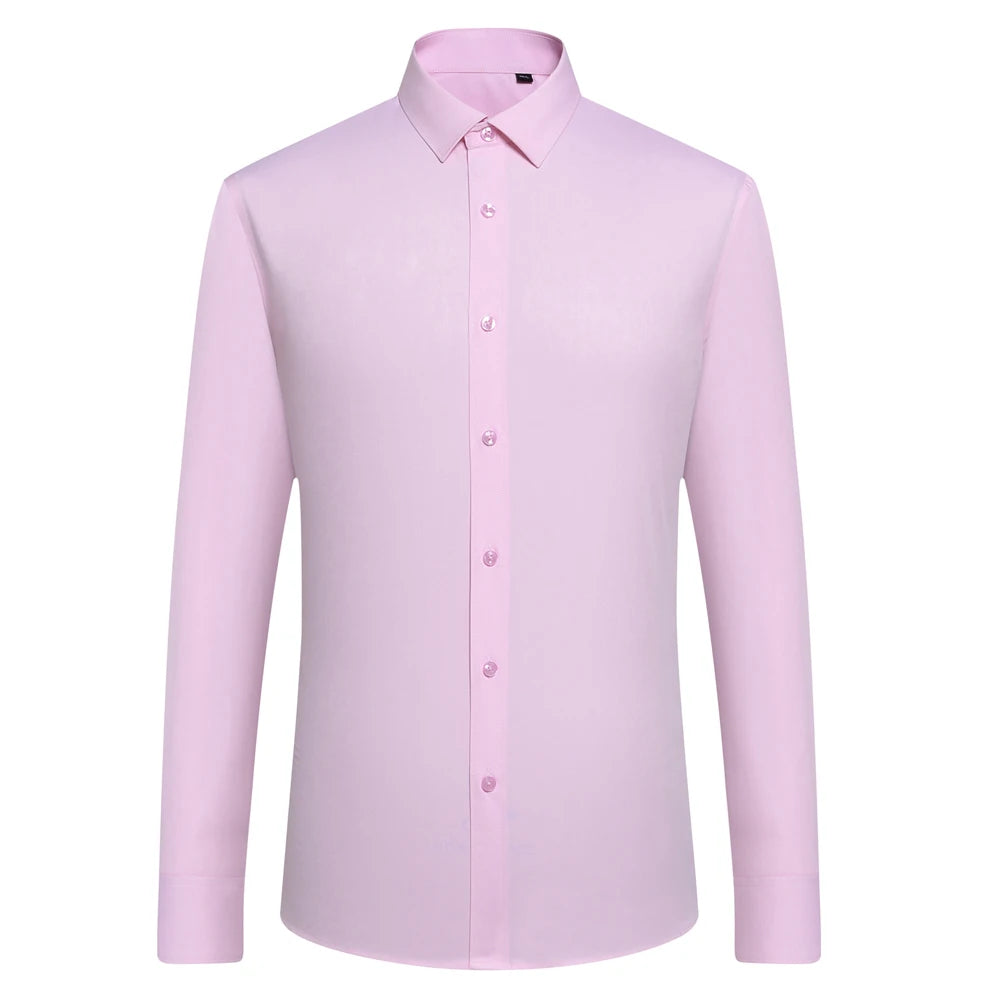 Men's Old Money Style Sleek Stretch Dress Shirt Regular Fit Solid Wrinkle-Free Long Sleeve Casual Business Button-up Shirts Shopifynow