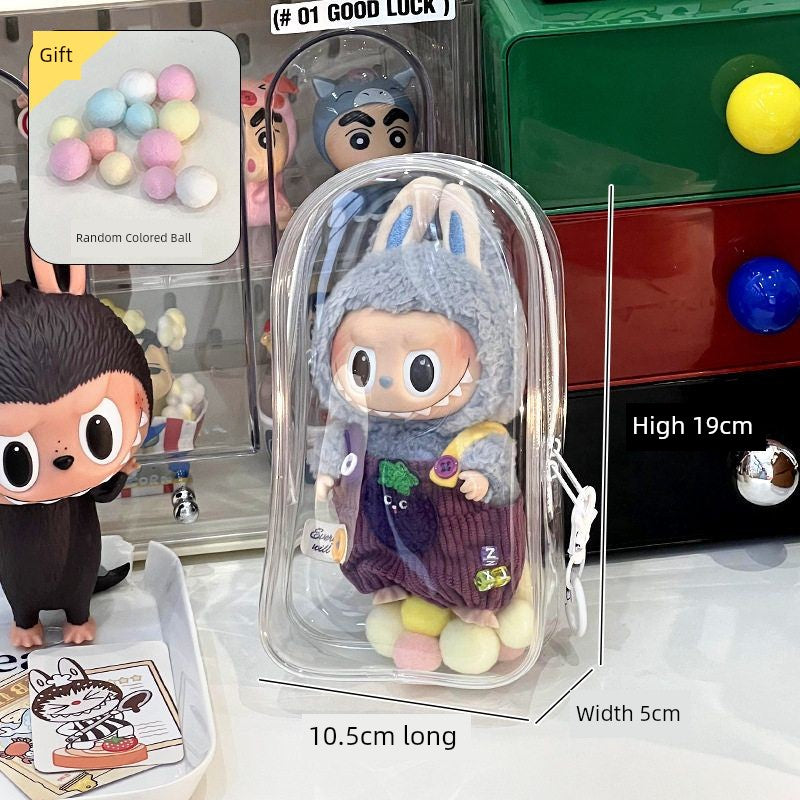 Labubu Doll Bag out Automobiles Curtain Cloth Transparent Cotton Doll Dustproof Moisture-Proof 10cm15 Pendant Cartoon Backpack Baby Doll Bag Shopifynow