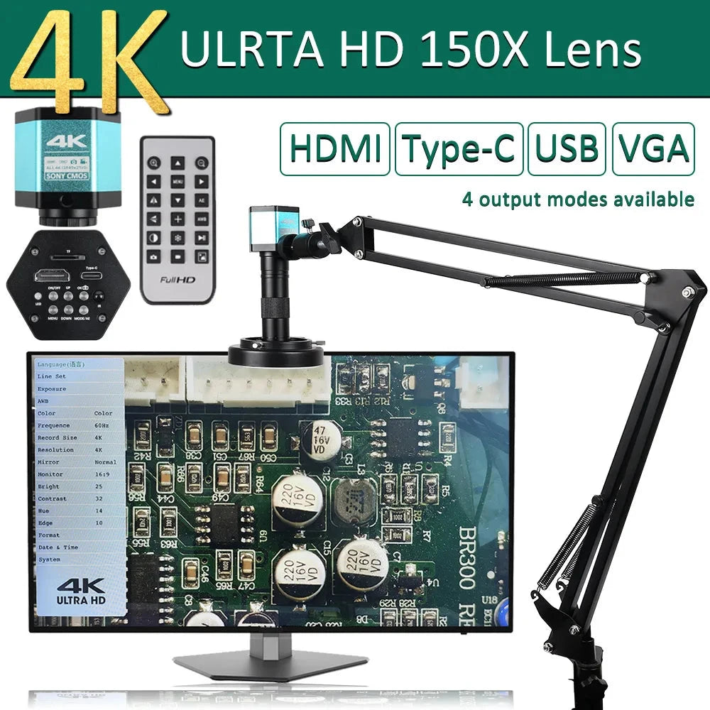 4K Microscope 48MP Digital Microscope For Electronics USB Industrial Cameras HDMI 1-150X Zoom C-Mount Lens Phone Pcb Soldering Shopifynow