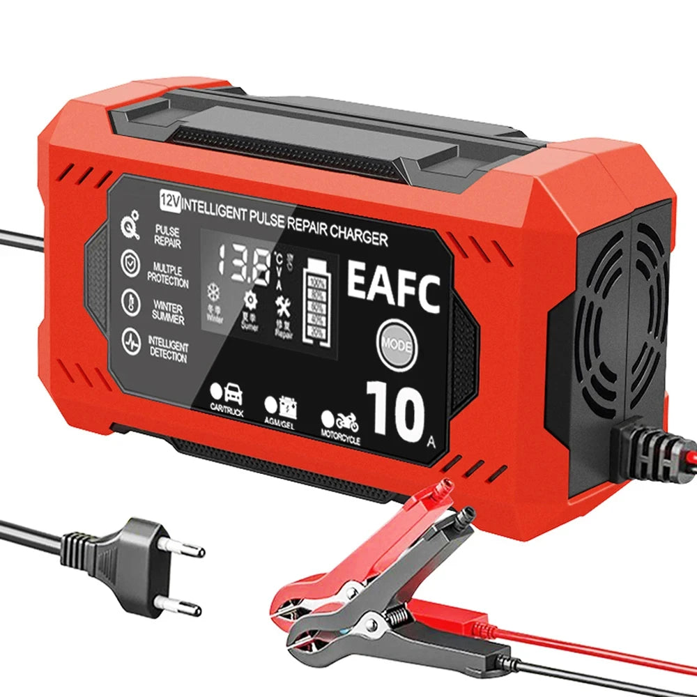 Car Battery Charger 12V 6A Intelligent Fast Charging Pulse Repair Type Full Auto-Stop Dual-Mode Lead Acid for Motorcycle Truck