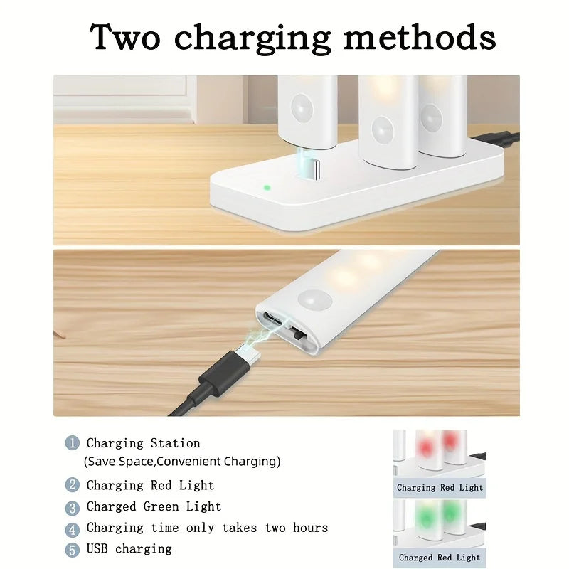 5-Piece LED with Charging Station, Under Cabinet Motion Sensor Lights, USB-C Rechargeable, White Light/Warm Light Shopifynow