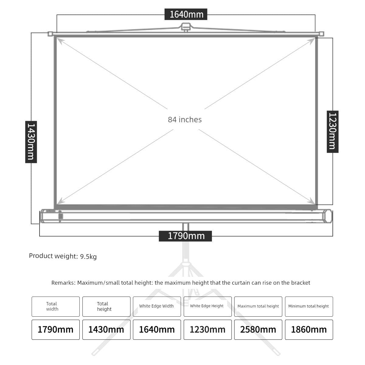 Deli Hanging Projection Screen Curtain Electric Remote Control 100-Inch 4:3 Projection Curtain Office For Home Projector Curtain 120-Inch 16:10 Tripod Screen Wall Screen 84-Inch Shopifynow
