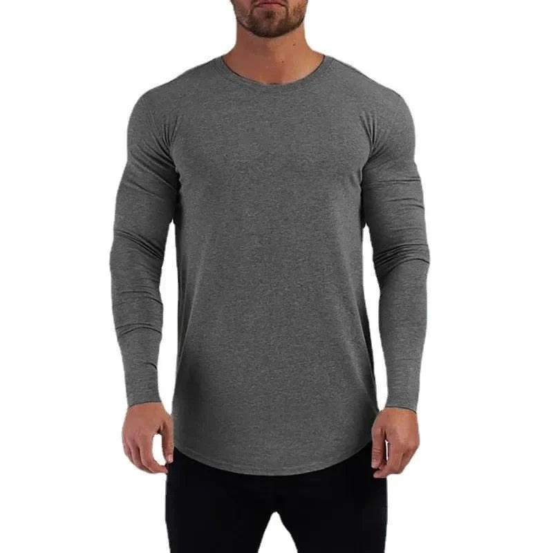 Plain Cotton Breathable Long Sleeve Clothing Gym Fitness Bodybuilding Sport T-shirts Mens Workout Casual Slim Fit Autumn Shirts Shopifynow