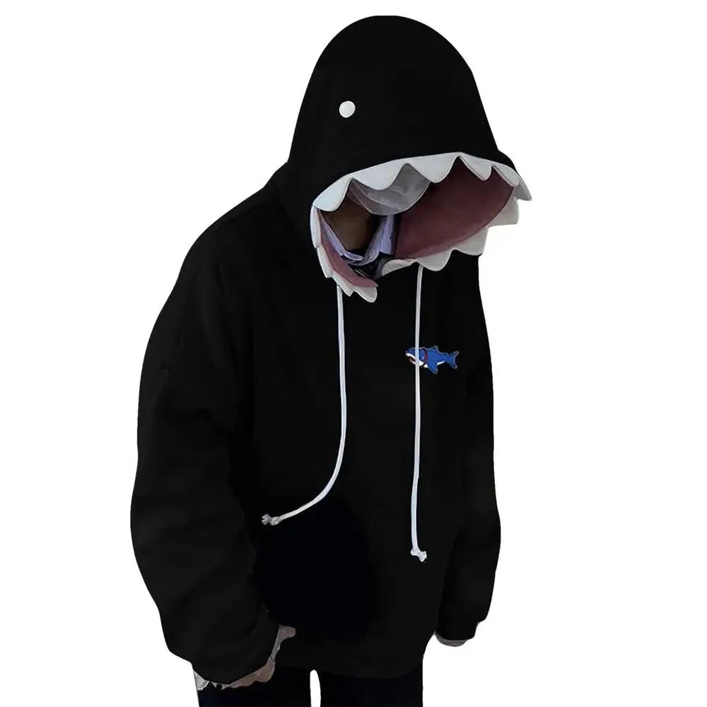 Shark Sweatshirt Women's Blue Hoodies Long Sleeve Shark Shape Couple Pullover Animal Hooded Cartoon Sweatshirt For Men Women Shopifynow