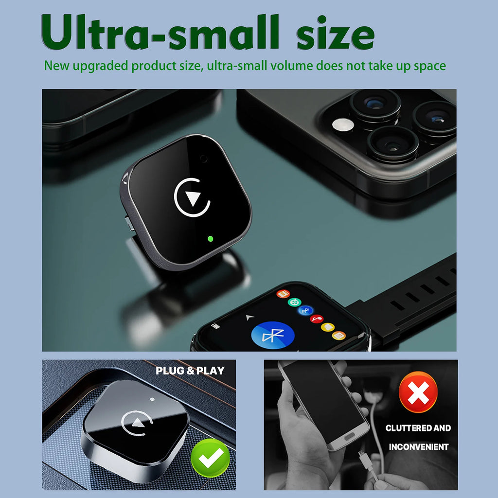 Wireless CarPlay Adapter for iPhone -Mini Plug & Play Auto Connect, 5GHz WiFi Low Latency, iOS 10+ Compatible with Wired CarPlay - Shopifynow