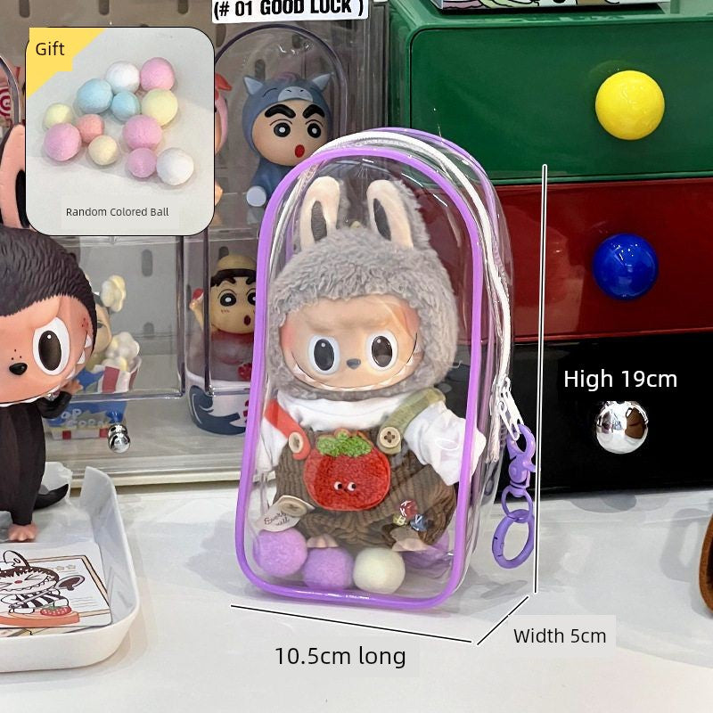 Labubu Doll Bag out Automobiles Curtain Cloth Transparent Cotton Doll Dustproof Moisture-Proof 10cm15 Pendant Cartoon Backpack Baby Doll Bag Shopifynow