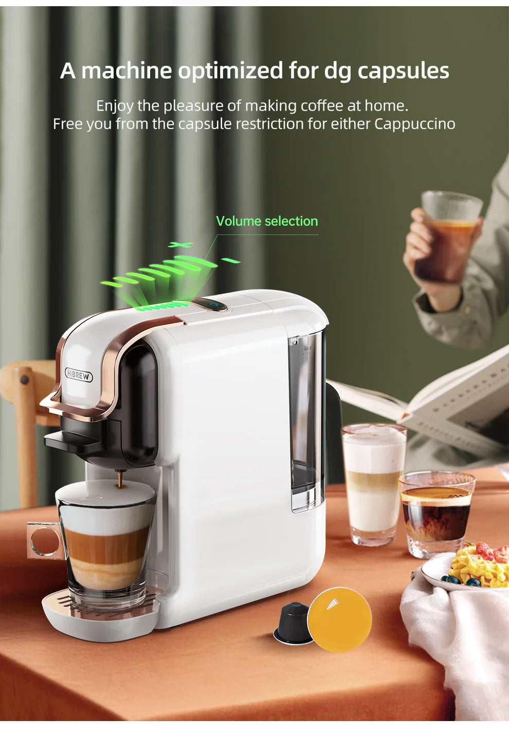 HiBREW Multiple Capsule Coffee Machine, Hot/Cold Dolce Gusto Milk Nespresso Capsule ESE Pod Ground Coffee Cafeteria 20Bar 5 in 1 - Shopifynow