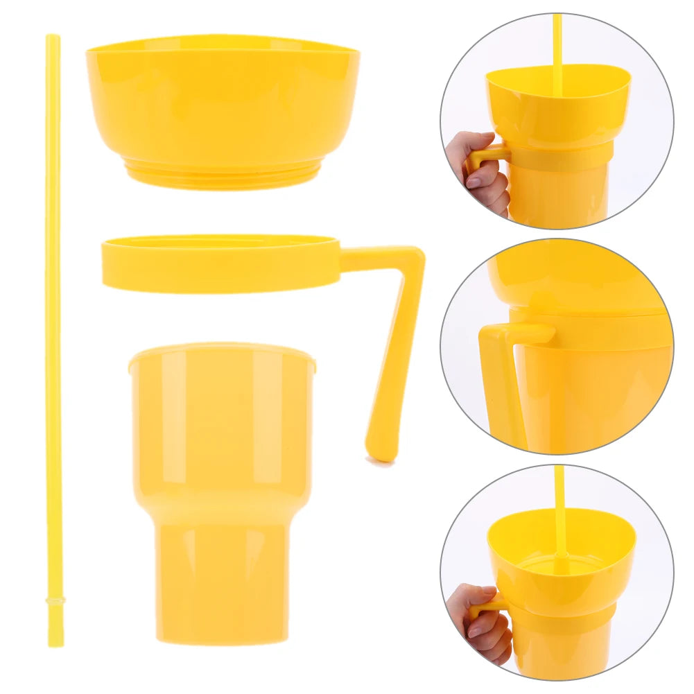 1000ml 2 In 1 Portable Snack Bowl Drink Cup Leak-Proof with Straw Stadium Tumbler Water Bottle Splash Proof for Cinema Travel Shopifynow