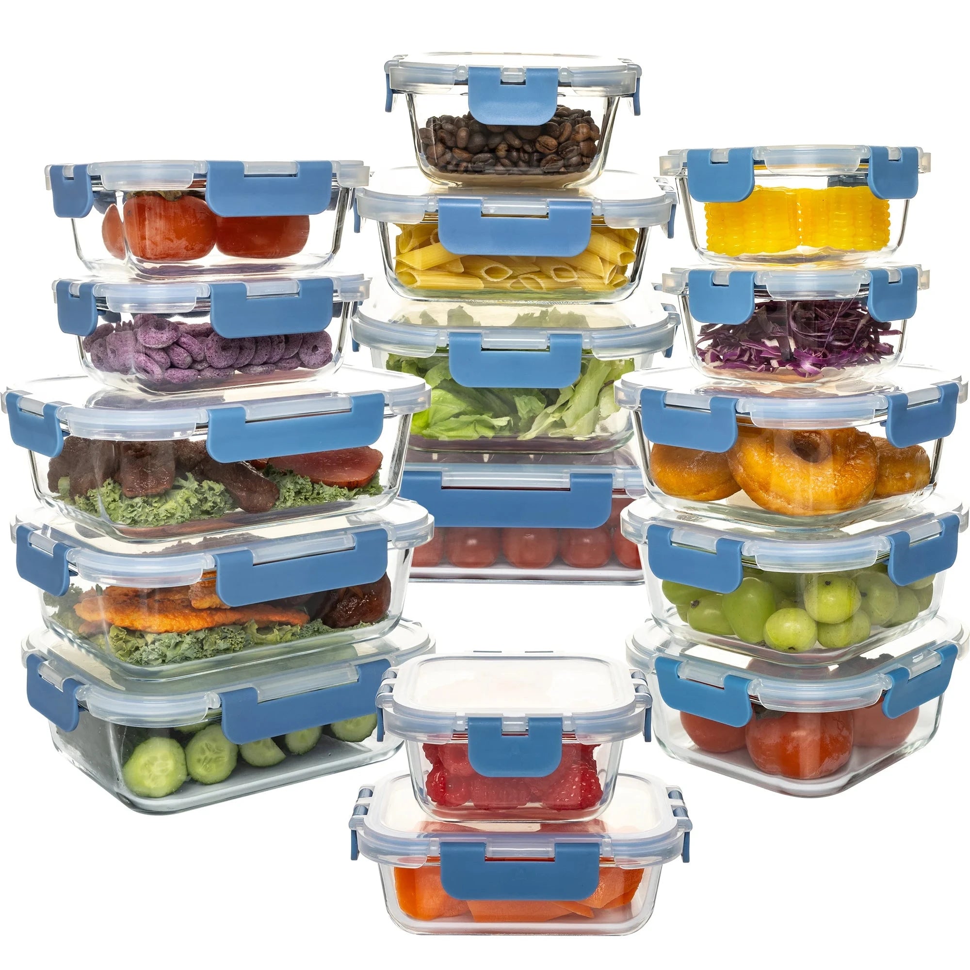 16-Piece Glass Food Storage Containers Set, Leakproof Airtight BPA-Free, Microwave & Oven Safe, Stackable Kitchen Organizers wit Shopifynow