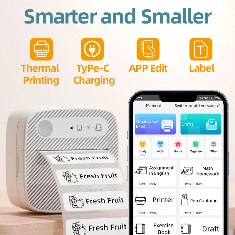 B3 Portable Photo Printer with Bluetooth iOS Android for Inkless Thermal Printing  Sticker Printer Label Maker DIY Toy Kids Gift - Shopifynow