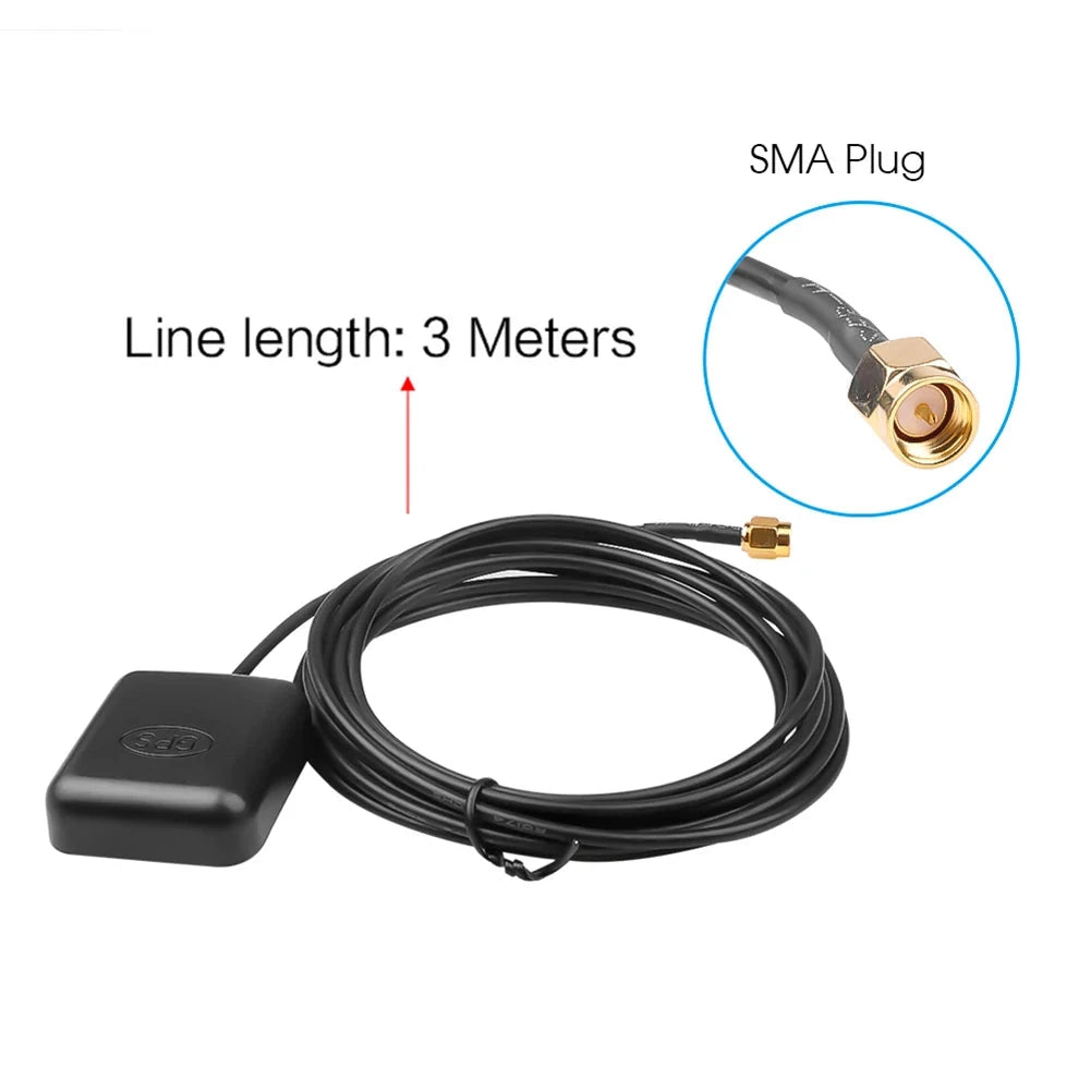 GPS Signal Receiver SMA Connector GPS Aerial Connector 3 Meters Cable Car GPS Antenna Receiver for Car Navigation Camera Player Shopifynow