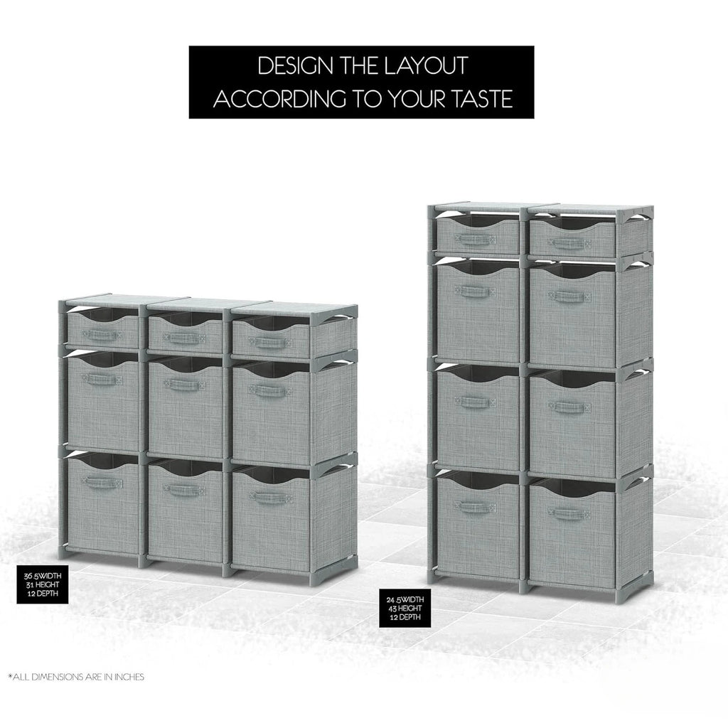 9 Cube Closet Organizers, Includes All Storage Cube Bins, Easy To Assemble Storage Unit With Drawers | Room Organizer