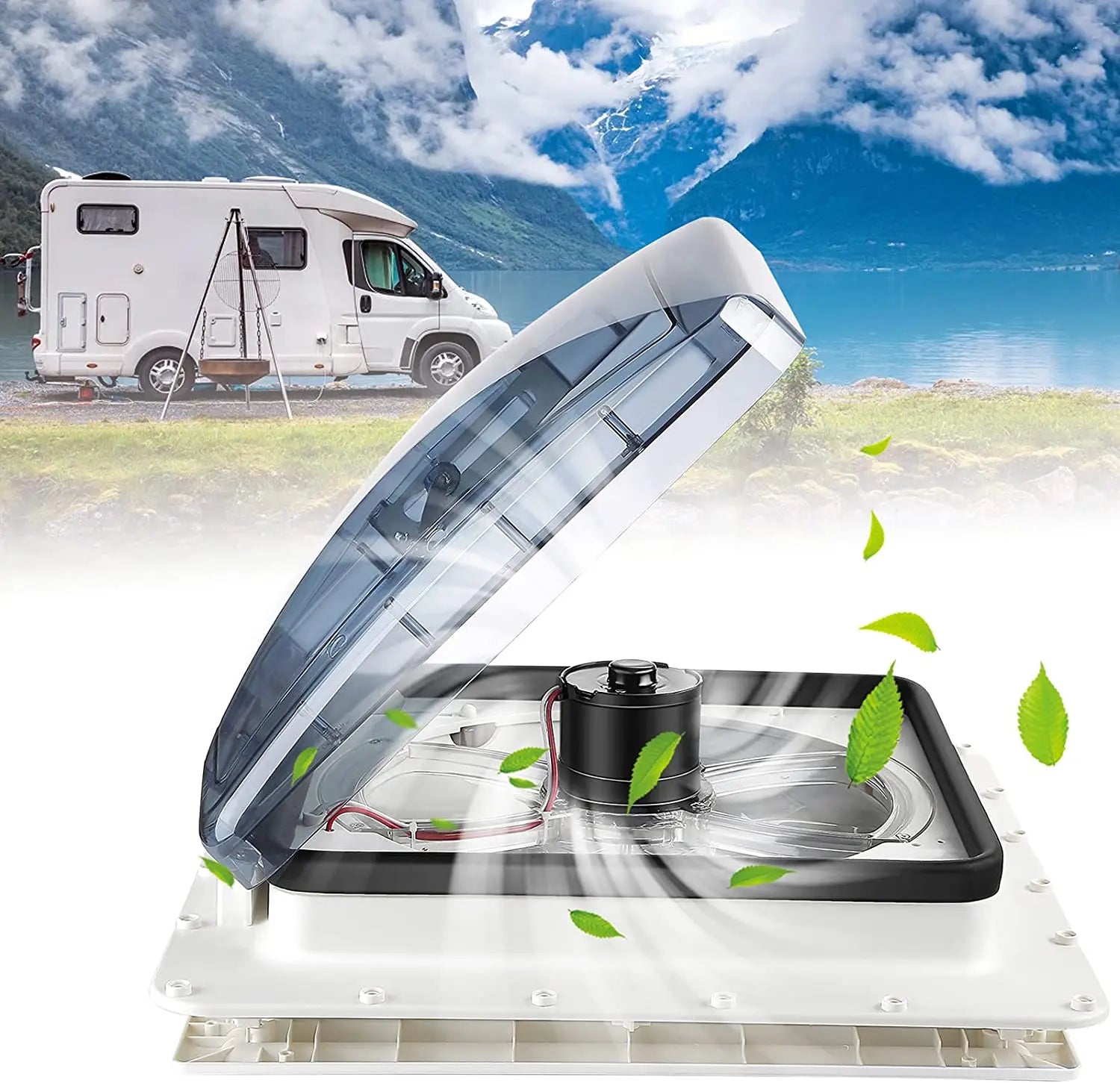 3 Speed 40x40cm Caravan RV Roof Skylight Motorhomes Vents with Rain Sensor 12V High Air Volume Electric RV Roof Vents Fan Shopifynow