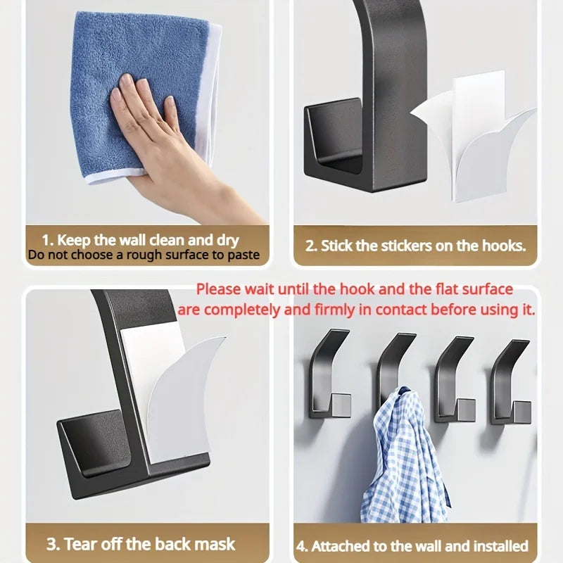 5pcs Adhesive Hooks For Walls - No-Drill, Multi-Use For  Kitchen, Bathroom - Durable Abs Resin, Ideal For Clothes & Hats Shopifynow