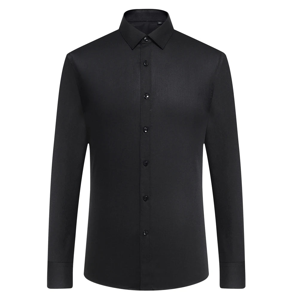 Men's Old Money Style Sleek Stretch Dress Shirt Regular Fit Solid Wrinkle-Free Long Sleeve Casual Business Button-up Shirts Shopifynow