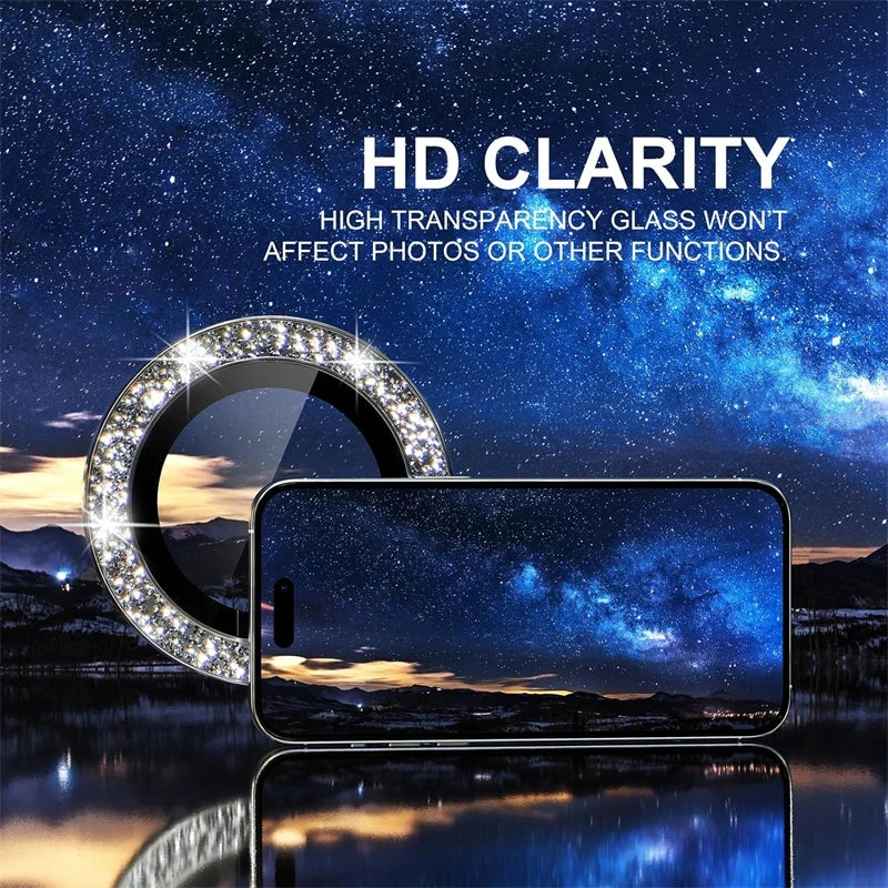 Camera Lens Protector For iPhone 11 12 13 Pro Max Mini 14 15 Pro Max Diamond Metal Protective Glass For iPhone 14 15 Plus Lens - Shopifynow
