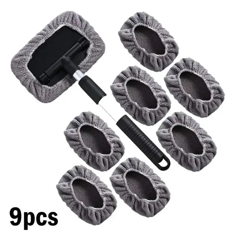 Car Window Cleaner Brush Windshield Cleaner Microfiber Cloth Cleaning Tool with Handle Interior Exterior Auto Glass Wiper Shopifynow