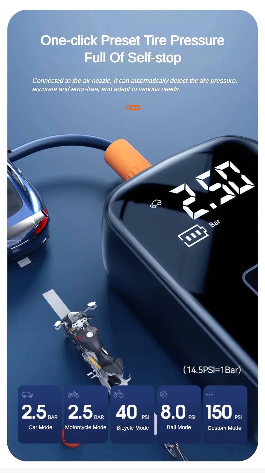 EAFC Portable Tire Inflator Car Tire Inflator Tire Inflator Pump With Digital Display Electric Inflator Mini Bicycle Air Pump Shopifynow