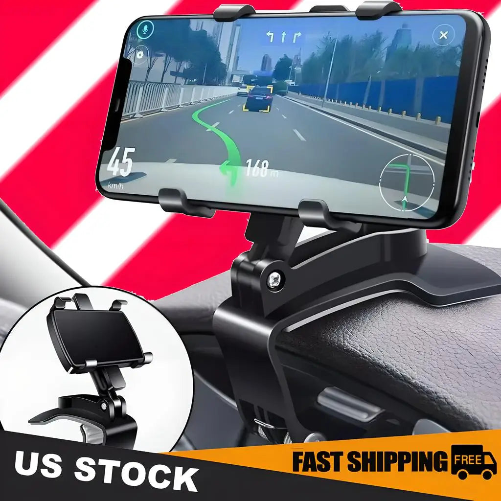 Universal Car Phone Holder Foldable Dashboard Adjustable Spring Clip Cell Phone Bracket 360 Degree Rotating Smartphone Stands Shopifynow