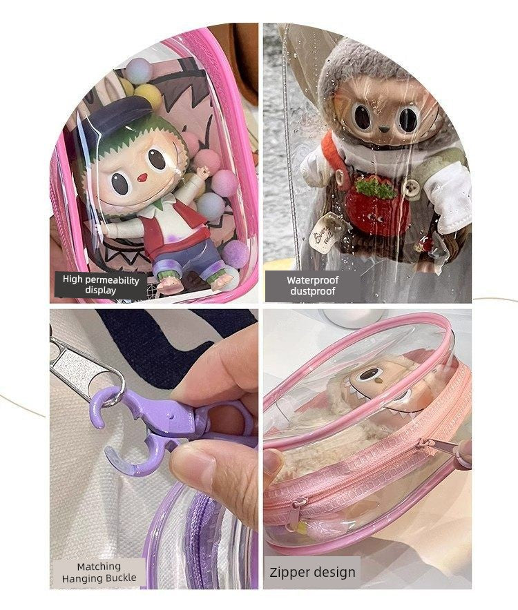 Labubu Doll Bag out Automobiles Curtain Cloth Transparent Cotton Doll Dustproof Moisture-Proof 10cm15 Pendant Cartoon Backpack Baby Doll Bag Shopifynow