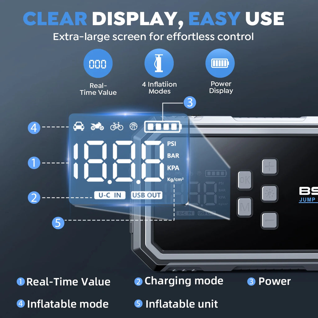 Car Jump Starter Air Compressor Power Bank 12V 21800mAh/26800mAh Starting Device Emergency Car Battery Charger Booster Buster - Shopifynow