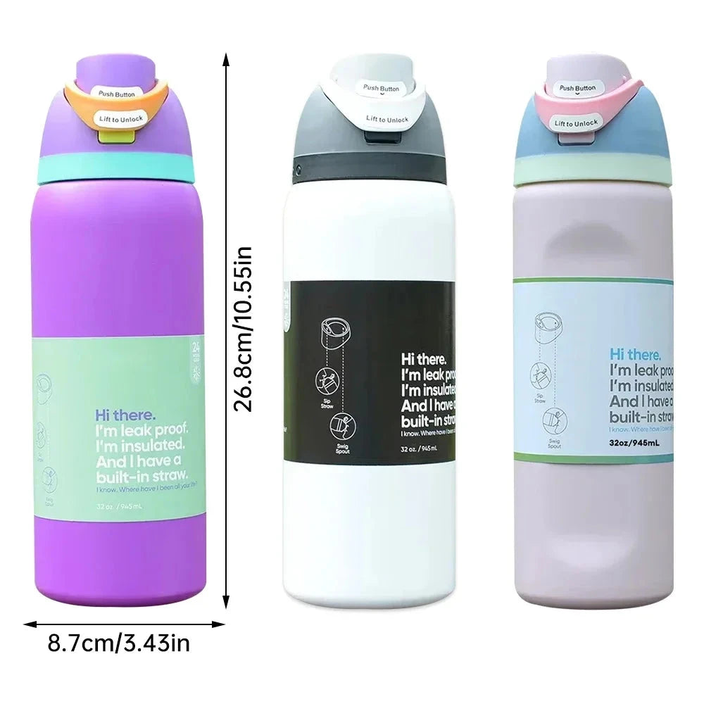 32OZ Vacuum Insulated Water Bottle with Straw Stainless Steel Water Bottle for Outdoor Sports Camping Hiking Thermal Cup Shopifynow