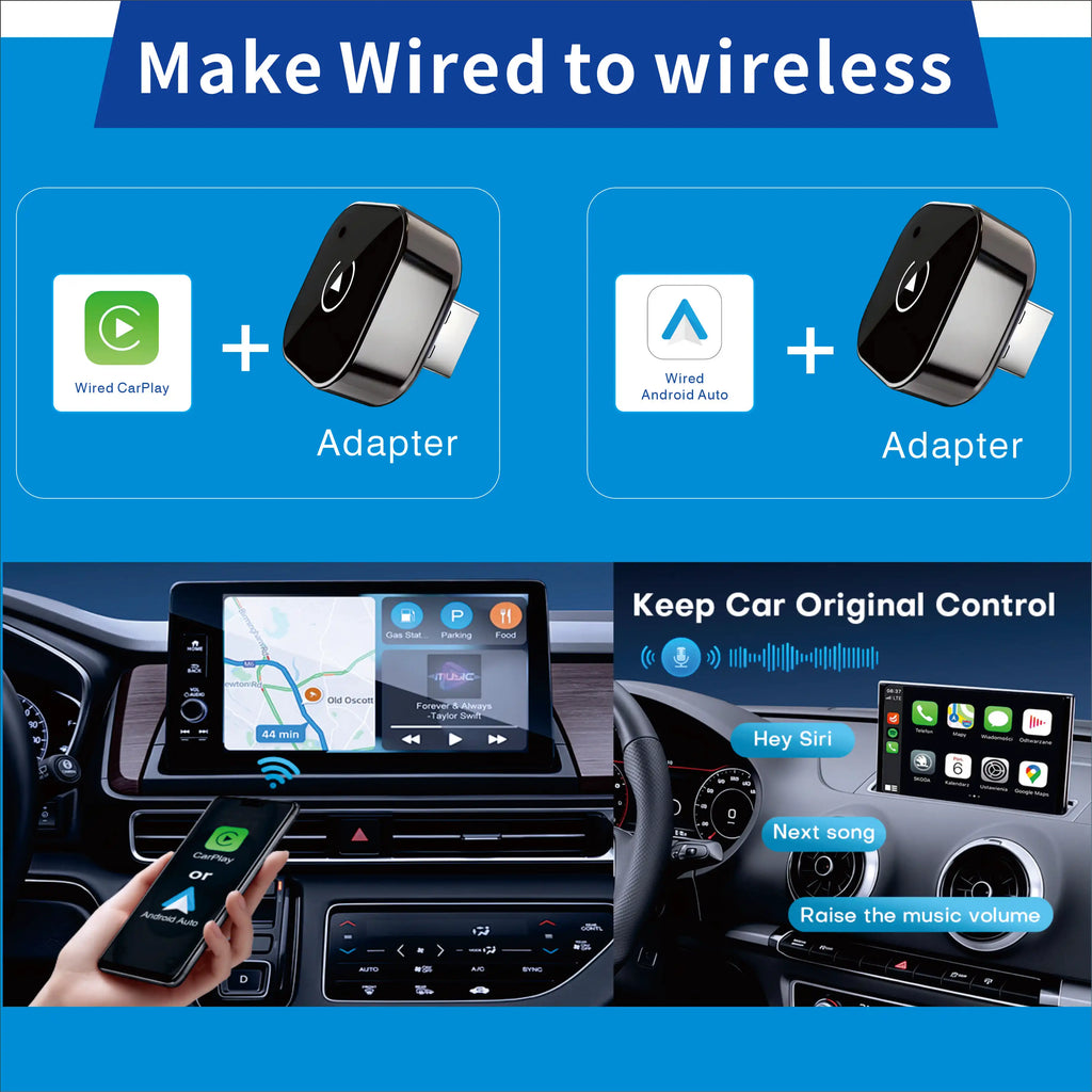 Wireless CarPlay Adapter for iPhone -Mini Plug & Play Auto Connect, 5GHz WiFi Low Latency, iOS 10+ Compatible with Wired CarPlay - Shopifynow