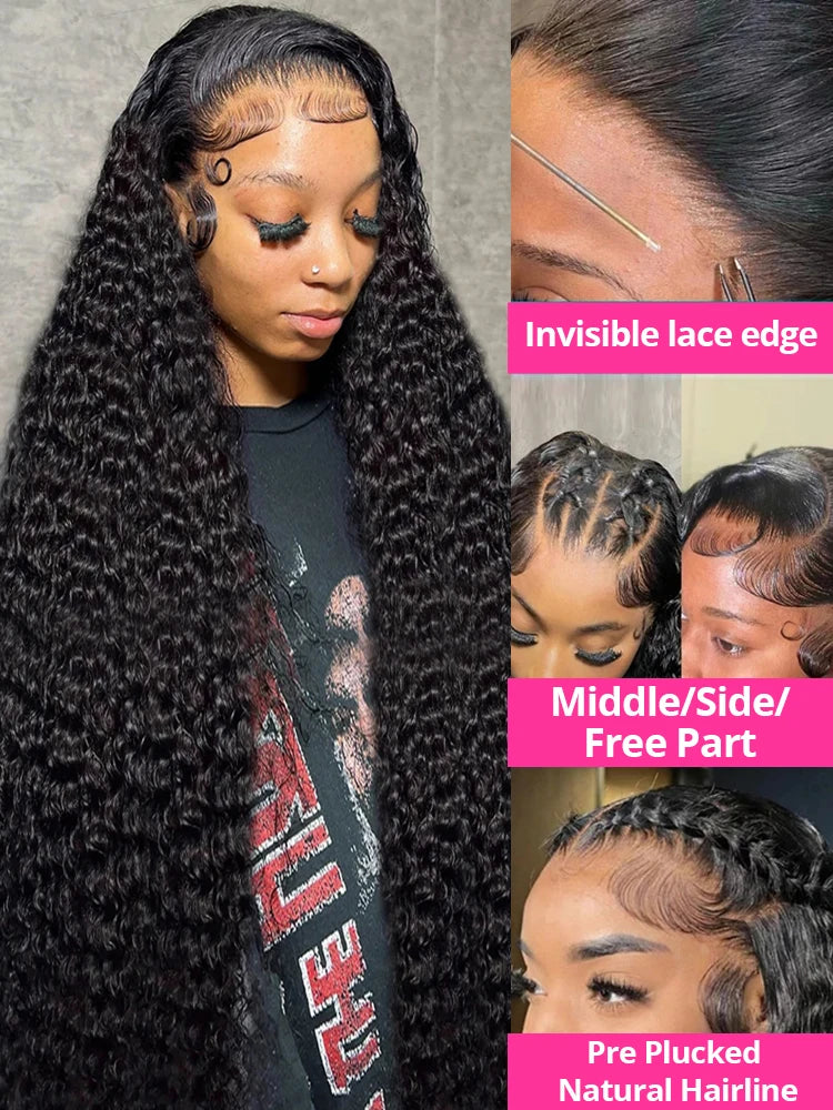 300% High Density Loose Deep Wave 40Inch 13x6 13x4 HD Lace Frontal Human Hair Wig Full Glueless Ready To Go Preplucked Curly Wig - Shopifynow