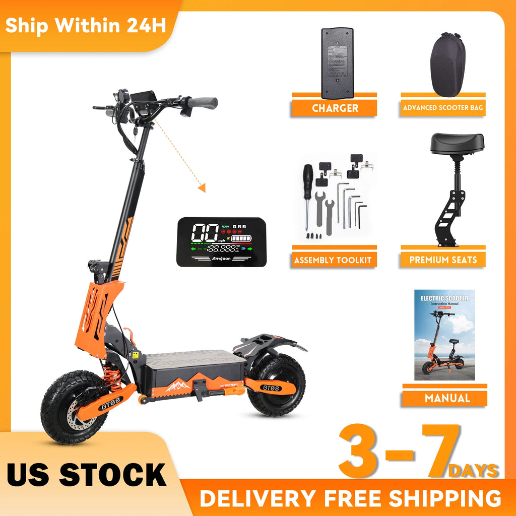 Arwibon 5600W Adult Electric Scooter Dual Motor Top Speed 46MPH,60V27AH, 11-inch Off-Road Tires Sport Folding eScooter with Seat Shopifynow