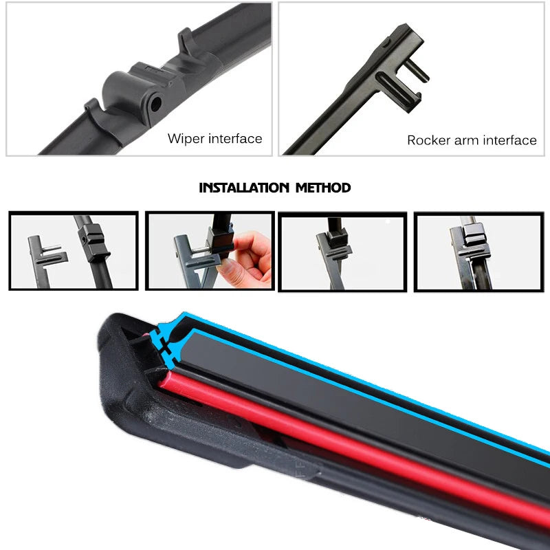 Car Windshield Wiper blades Universal Soft Double layer Rubber Frameless Bracketless car wipers 14" 16" 19" 20" 21" 22" 24"26"