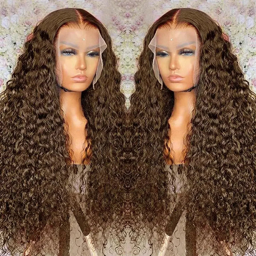 Chocolate Brown Curly Lace Front Human Hair Wigs 13x4 13x6 Brazilian Deep Wave Transparent HD Lace Frontal Wig 4x4 Glueless Wigs Shopifynow