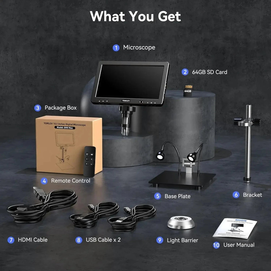 DM9 Max 10.1" HD IPS HDMI Digital Microscope 1500X 20MP Coin Microscope for Error Coins LCD Soldering Magnifier for Adult Shopifynow