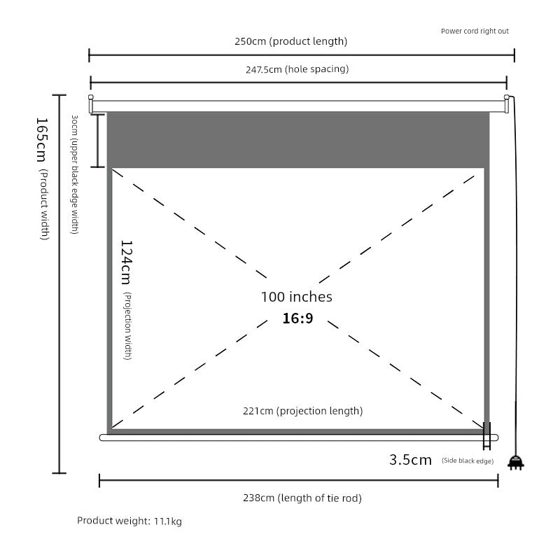 Deli Hanging Projection Screen Curtain Electric Remote Control 100-Inch 4:3 Projection Curtain Office For Home Projector Curtain 120-Inch 16:10 Tripod Screen Wall Screen 84-Inch Shopifynow