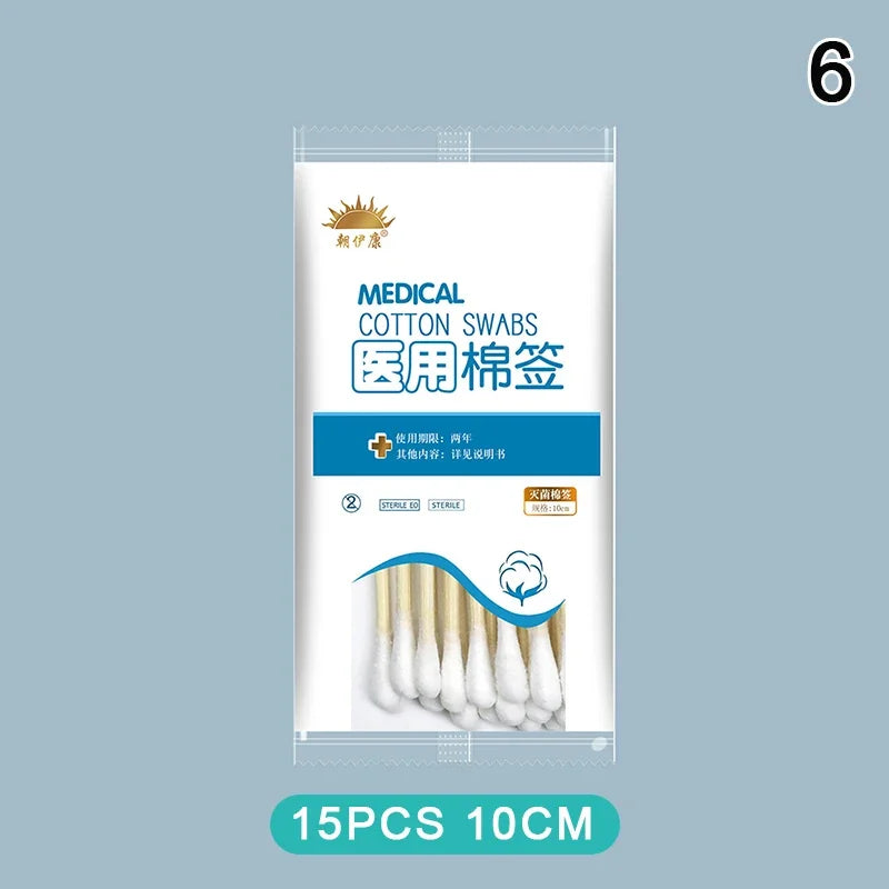 Disposable Sterile Medical Supplies Cotton Swabs Single Head Wound Sterilization Cleaning Wooden Long Cotton Swabs Stick