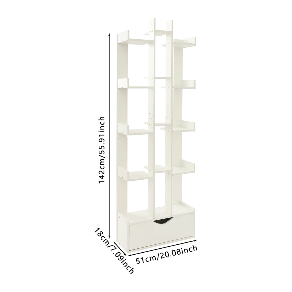 Bookcase 15-Compartment Bookcase with Cabinet Floor Standing Bookcase Each Tier Load Capacity About 5kg For Study Rooms Offices