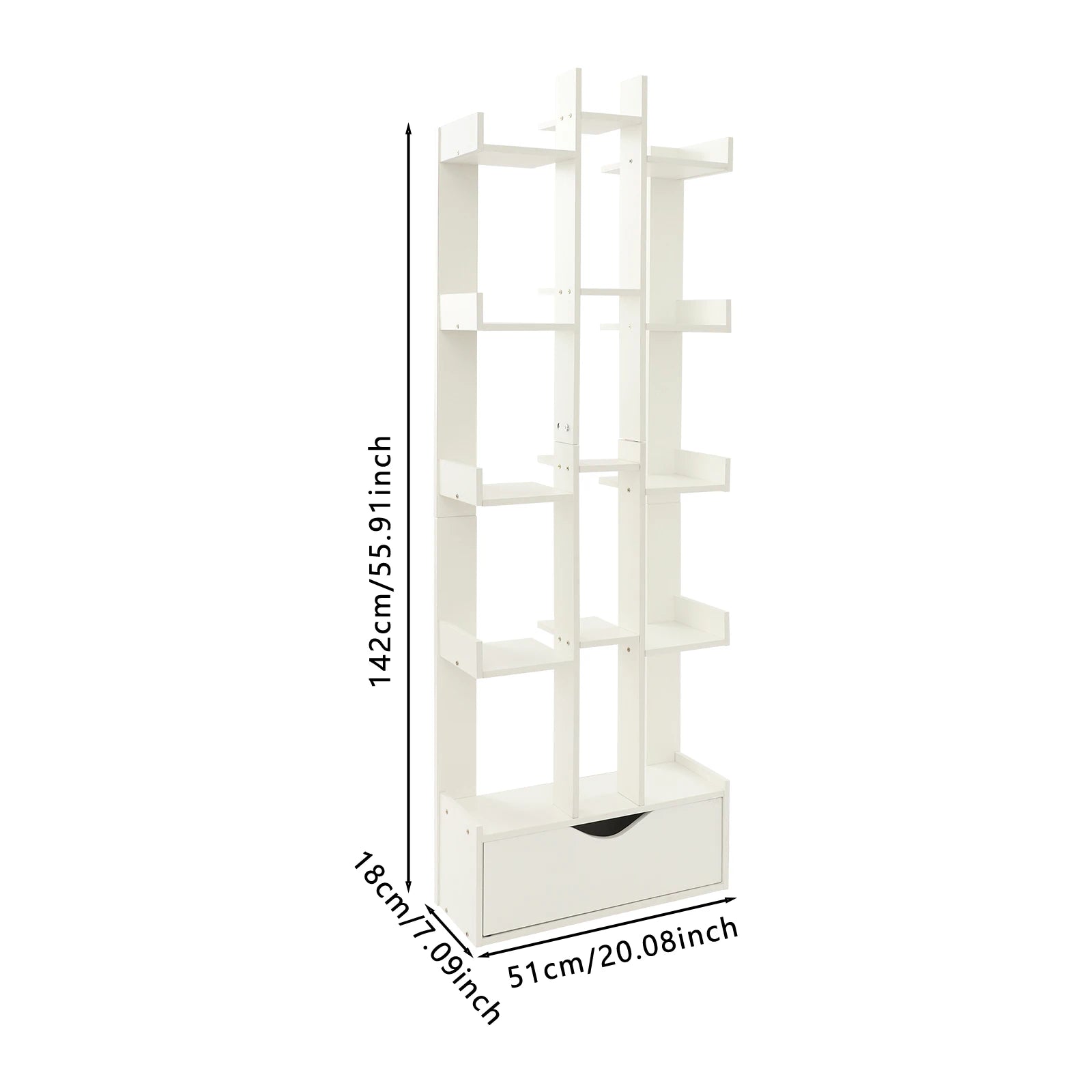 Bookcase 15-Compartment Bookcase with Cabinet Floor Standing Bookcase Each Tier Load Capacity About 5kg For Study Rooms Offices