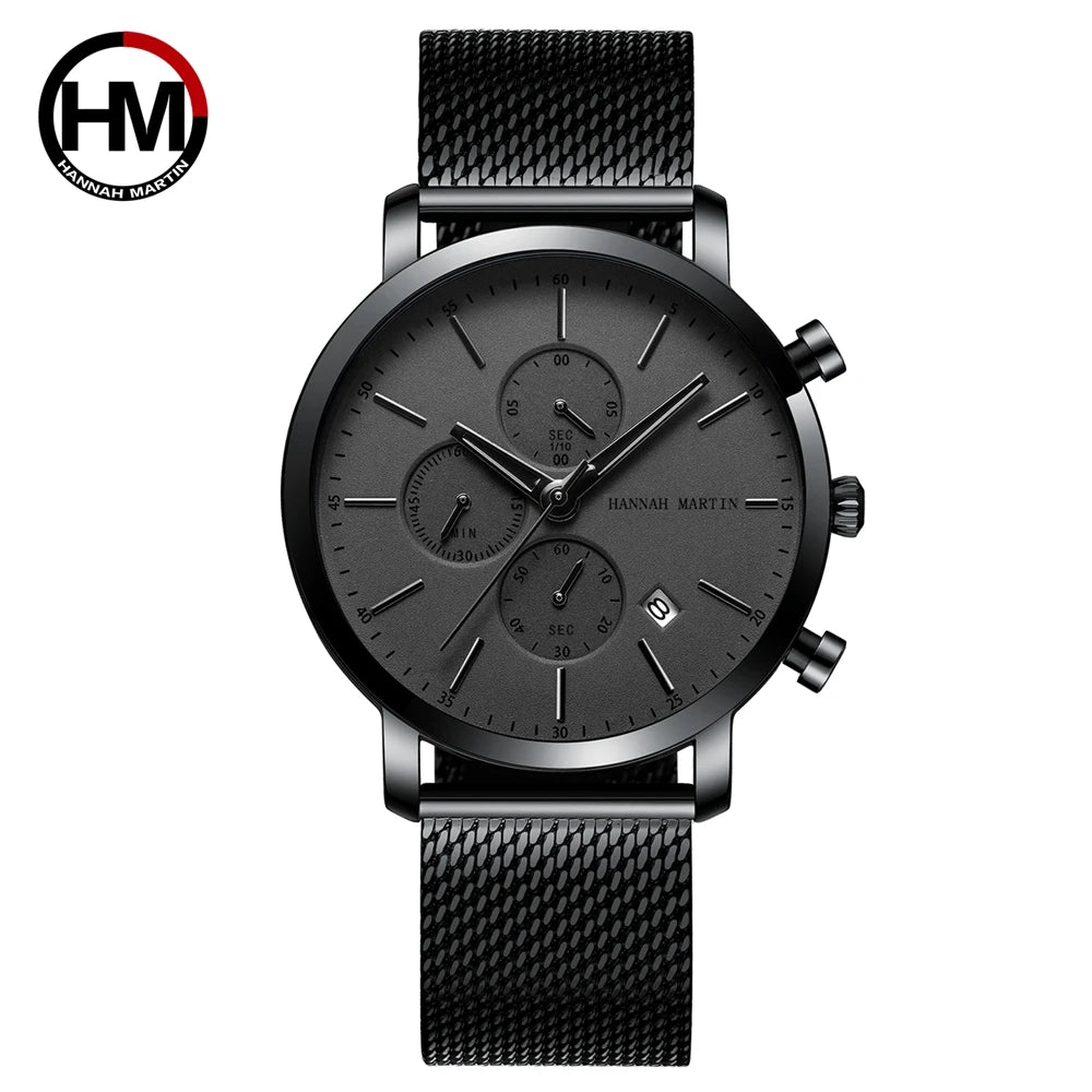 Hannah Martin Top Men Watch Brand Business Style Stainless Steel Fashion Waterproof Sports Multifunctional Quartz Watch for Men - Shopifynow