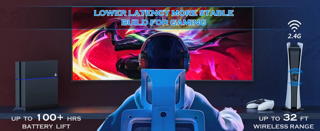 BINNUNE BW01 Wireless Gaming Headset with Mic for PC PS4 PS5 2.4G Bluetooth USB Gamer Headphones with Mic for Laptop Computer - Shopifynow