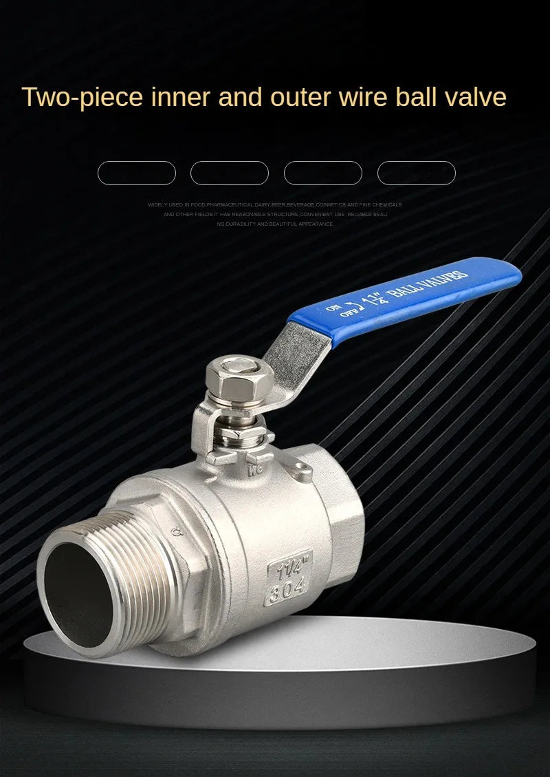 316 Stainless Steel 2P Ball Valve 1/2" 3/4" 1" 1-1/4" 1-1/2" 2" NPT Female And Male Thread Water Gas Oil Switch Fitting Adapter - Shopifynow