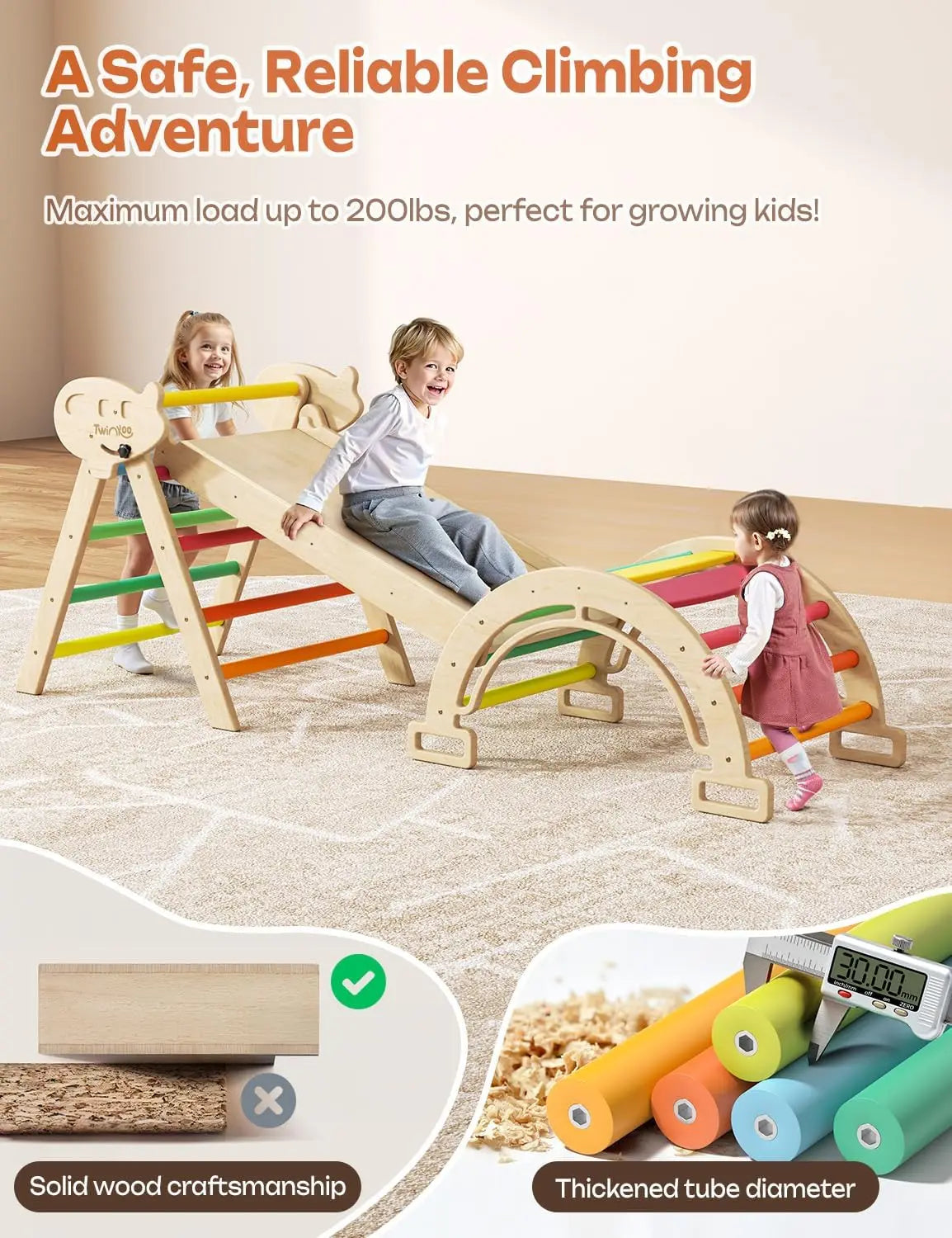 7 in 1 Pikler Triangle Set, Foldable Toddler Baby Climbing Toys, Solid Wooden Montessori Climbing Set, Baby Climber Indoor Playg Shopifynow