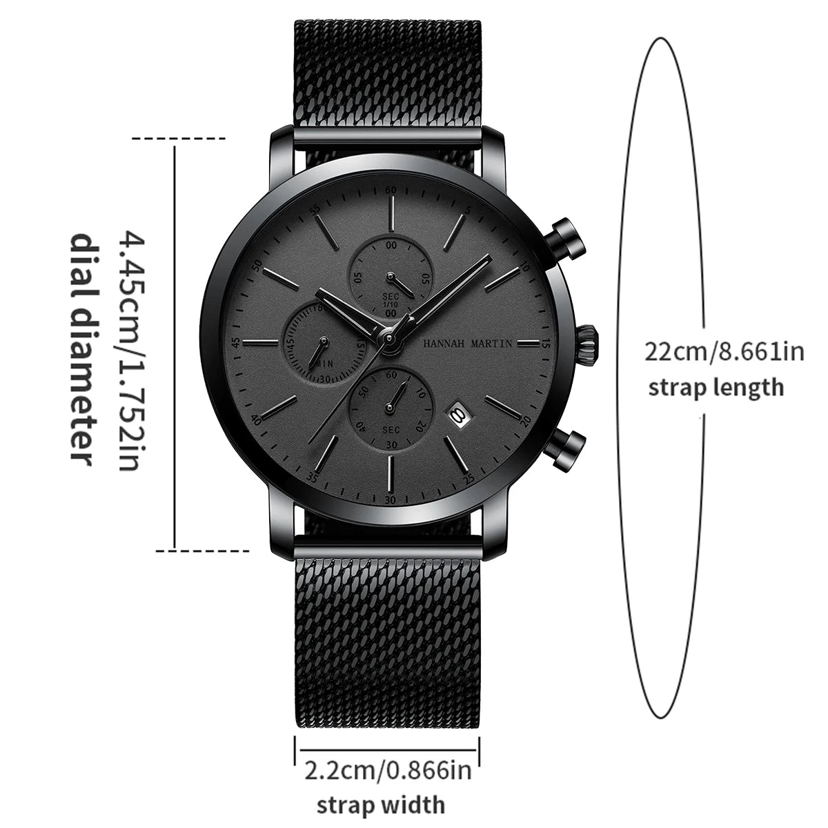 Hannah Martin Top Men Watch Brand Business Style Stainless Steel Fashion Waterproof Sports Multifunctional Quartz Watch for Men - Shopifynow
