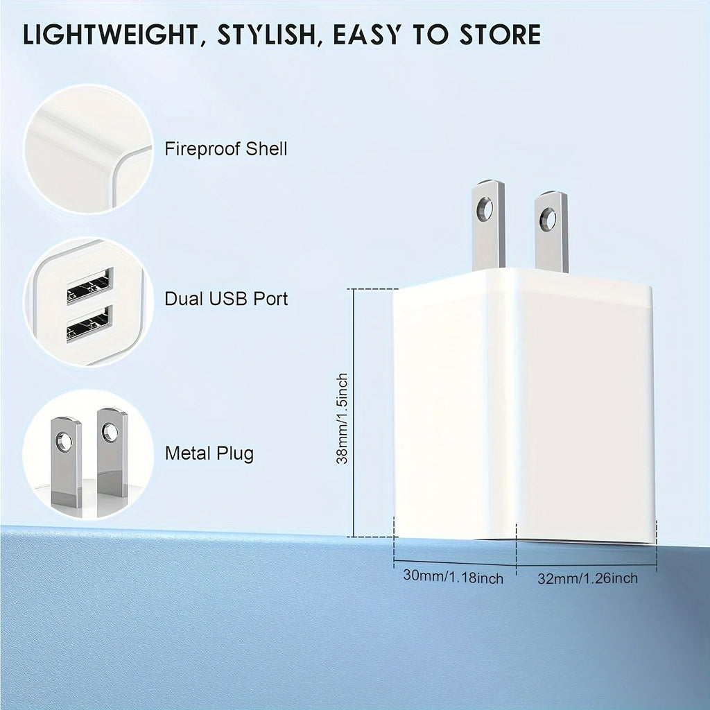 5W USB Charger, Quick Charger Plug Wall Charger, Durable USB-C Power Adapter Case For IPhone16 15/14/13 Mini/12/11, Headphones Shopifynow