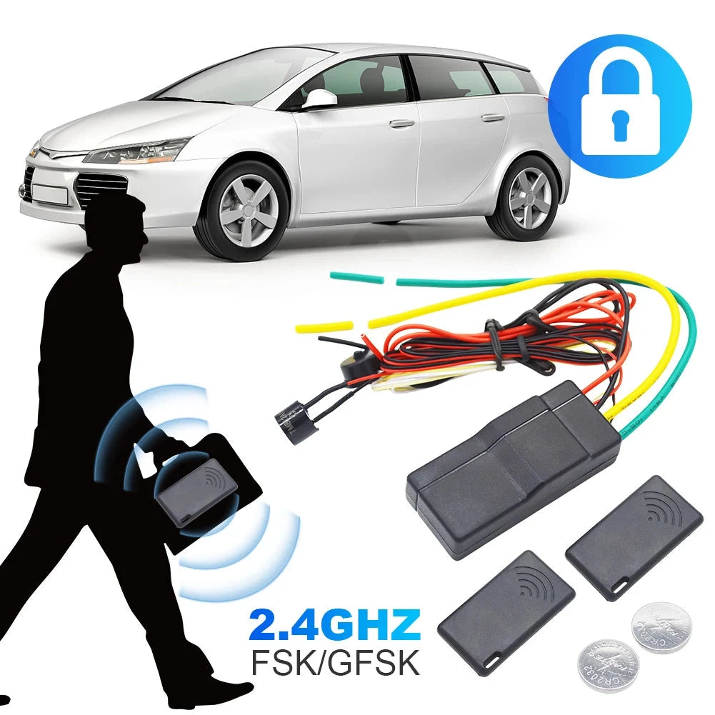 12V Auto Intelligent Secret Lock 2-8 Meter Sensor 2.4GHz RFID Anti-theft Device Car Immobilizer Engine Dark Lock Security System Shopifynow